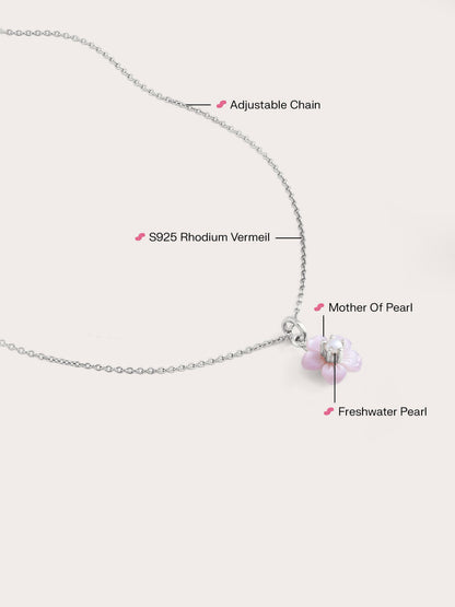 Sakura Necklace S925 Silver Rhodium Flat – Mondays Made Flower & Birthstone Jewelry Singapore