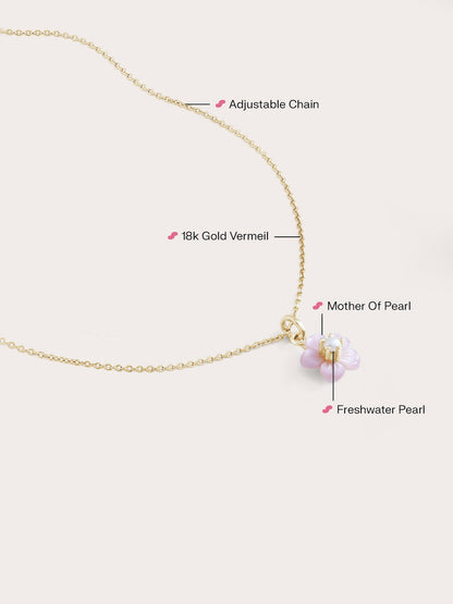 Sakura Necklace 18K Gold Flat – Mondays Made Flower & Birthstone Jewelry Singapore