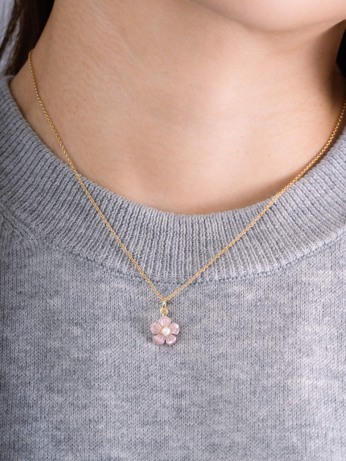 Sakura Necklace 18K Gold S925 Silver Rhodium (2) – Mondays Made Flower & Birthstone Jewelry Singapore