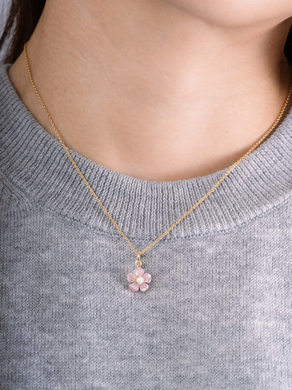 Sakura Necklace 18K Gold S925 Silver Rhodium (2) – Mondays Made Flower & Birthstone Jewelry Singapore