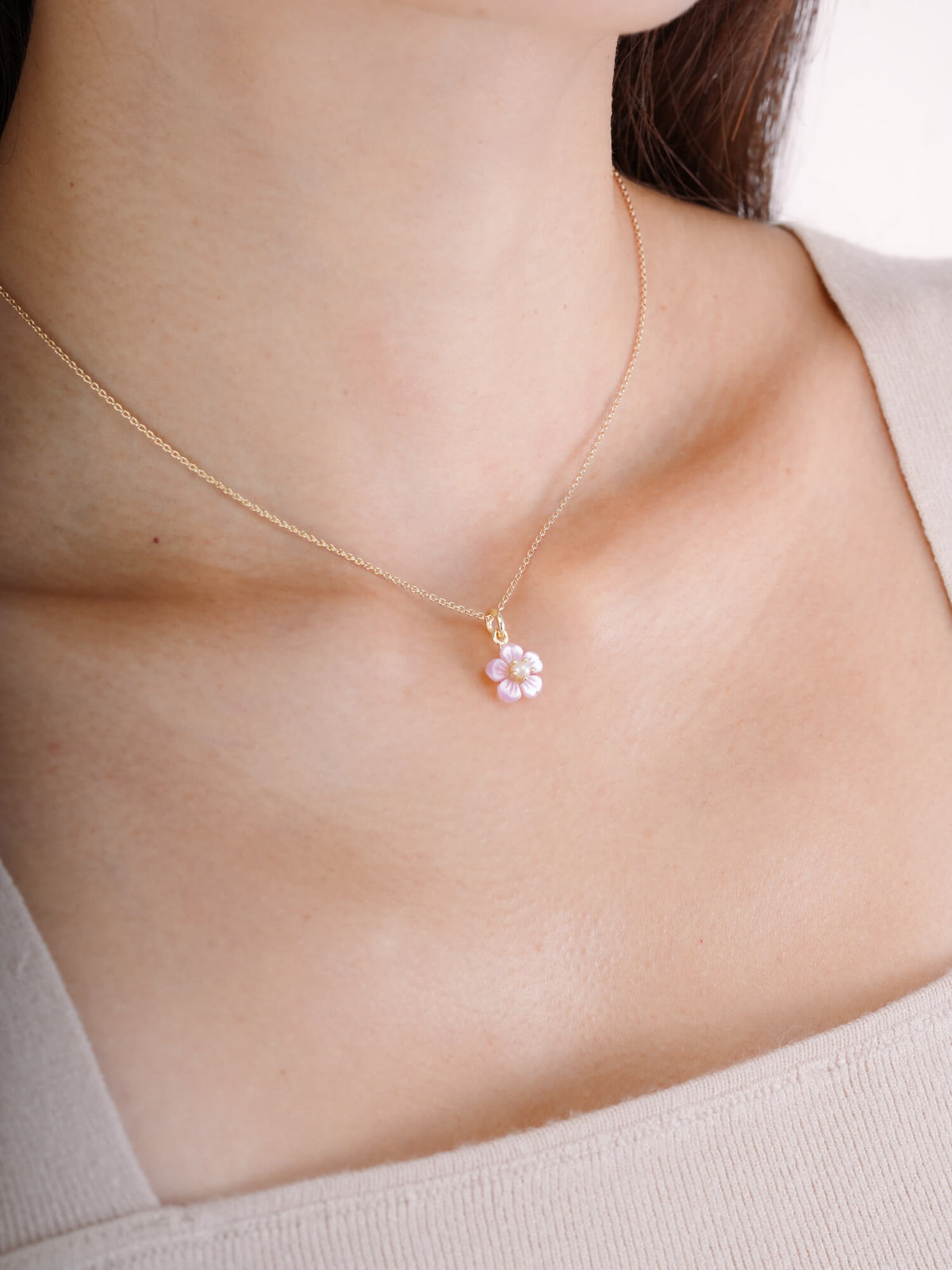 Sakura Necklace 18K Gold S925 Silver Rhodium (1) – Mondays Made Flower & Birthstone Jewelry Singapore