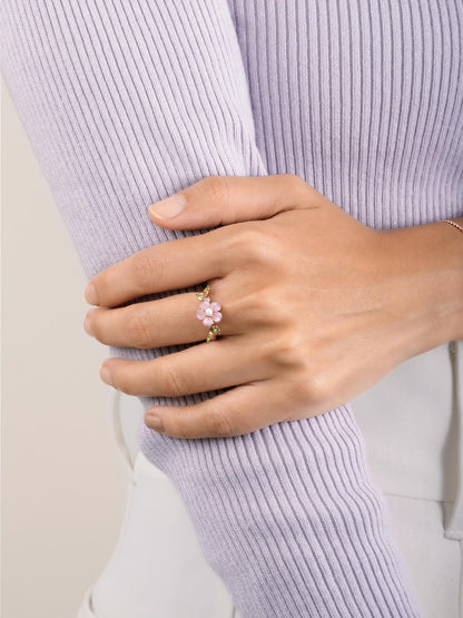 Sakura Ring 18K Rose Gold S1v3 – Mondays Made Flower & Birthstone Jewelry Singapore