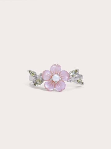 Sakura Ring S925 Silver Rhodium (1) – Mondays Made Flower & Birthstone Jewelry Singapore