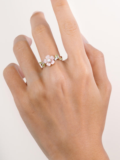 Sakura Ring S925 Silver Rhodium (4) – Mondays Made Flower & Birthstone Jewelry Singapore