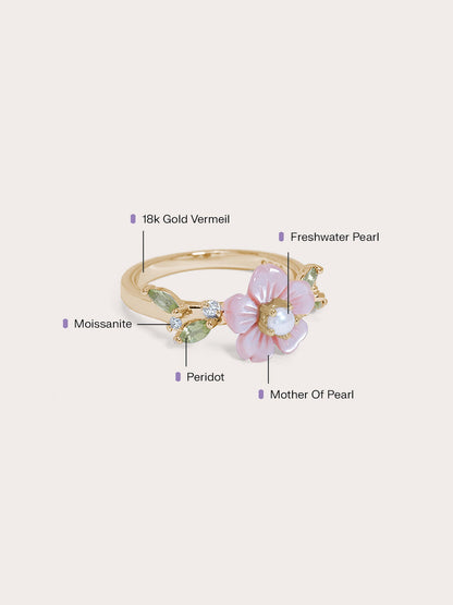 Sakura Ring 18K Gold Side – Mondays Made Flower & Birthstone Jewelry Singapore