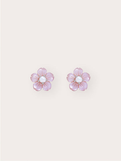 Sakura Stud S925 Silver Rhodium – Mondays Made Flower & Birthstone Jewelry Singapore