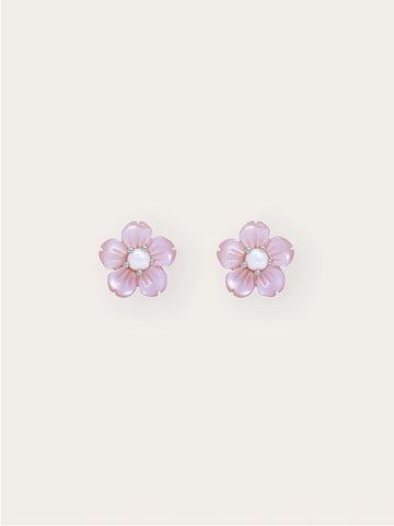 Carved Sakura Stud Earrings