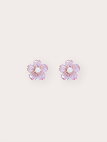 Sakura Stud 18K Gold – Mondays Made Flower & Birthstone Jewelry Singapore