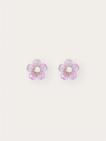 Carved Sakura Stud Earrings