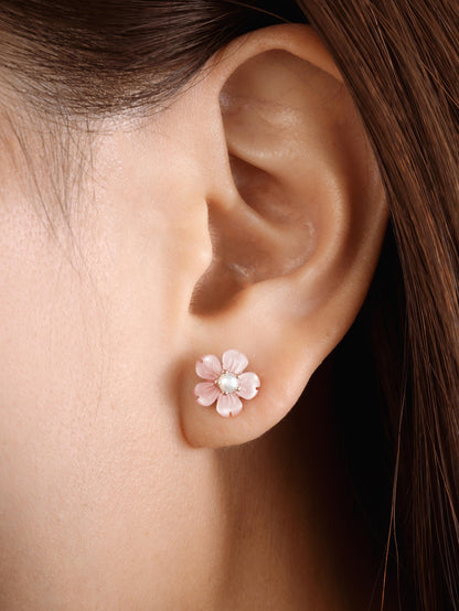 Sakura Studs 18K Rose Gold S2v2ps – Mondays Made Flower & Birthstone Jewelry Singapore