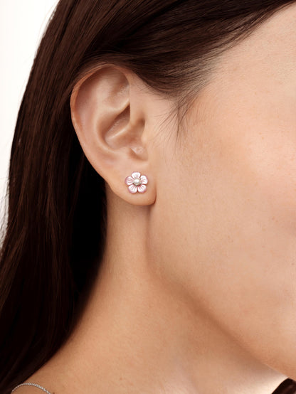 Sakura Studs S925 Silver Rhodium S1v2ps – Mondays Made Flower & Birthstone Jewelry Singapore