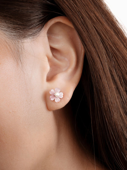 Sakura Studs S925 Silver Rhodium S2v2ps – Mondays Made Flower & Birthstone Jewelry Singapore