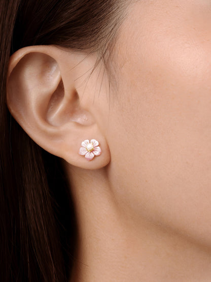 Sakura Studs 18K Gold S1v2ps – Mondays Made Flower & Birthstone Jewelry Singapore