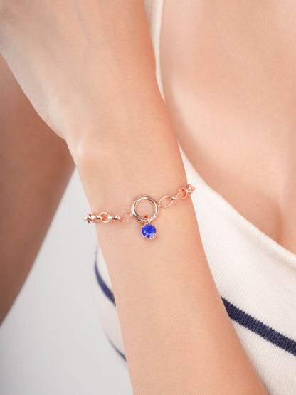 September Birthstone Charm Lapis Lazuli 18K Rose Gold (1) – Mondays Made Flower & Birthstone Jewelry Singapore