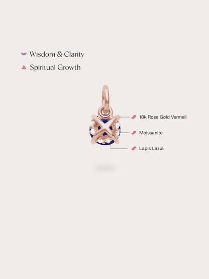 September Birthstone Charm Lapis 18K Rose Gold (2) – Mondays Made Flower & Birthstone Jewelry Singapore