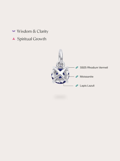 September Birthstone Charm Lapis S925 Silver Rhodium (2) – Mondays Made Flower & Birthstone Jewelry Singapore