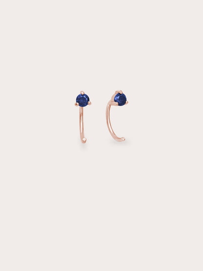 September Birthstone Hoops Blue Sapphire 18K Rose Gold (1) – Mondays Made Flower & Birthstone Jewelry Singapore