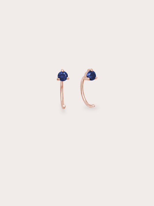 September Birthstone Hoops Blue Sapphire 18K Rose Gold (1) – Mondays Made Flower & Birthstone Jewelry Singapore