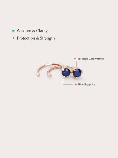 September Birthstone Hoops Blue Sapphire 18K Rose Gold (2) – Mondays Made Flower & Birthstone Jewelry Singapore