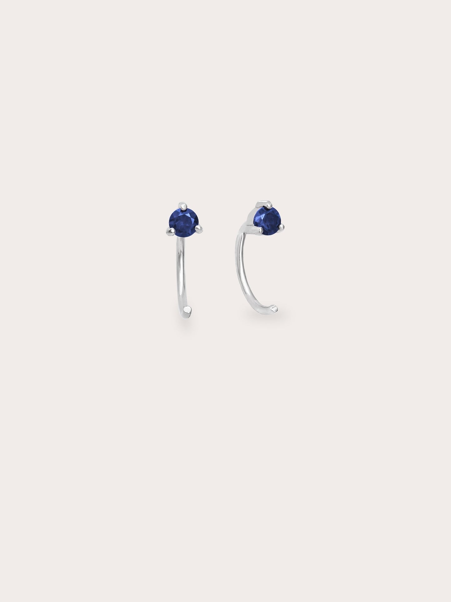 September Birthstone Mini Hoop Earrings - Blue Sapphire