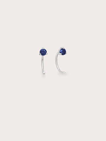 September Birthstone Hoops Blue Sapphire S925 Silver Rhodium (1) – Mondays Made Flower & Birthstone Jewelry Singapore