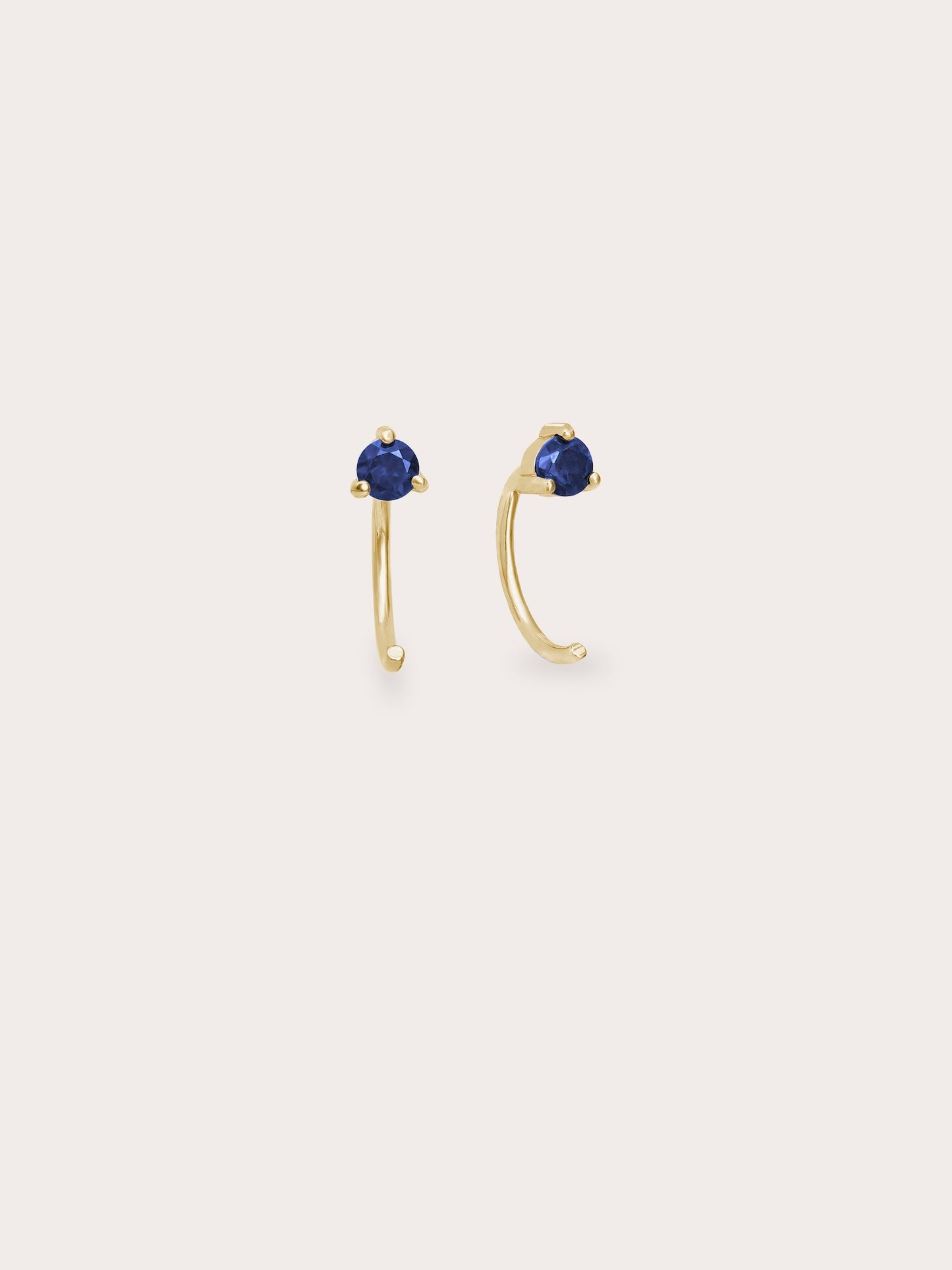 September Birthstone Mini Hoop Earrings - Blue Sapphire