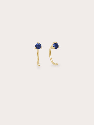 September Birthstone Hoops Blue Sapphire 18K Gold (1) – Mondays Made Flower & Birthstone Jewelry Singapore