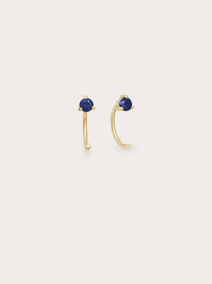 September Birthstone Hoops Blue Sapphire 18K Gold (1) – Mondays Made Flower & Birthstone Jewelry Singapore