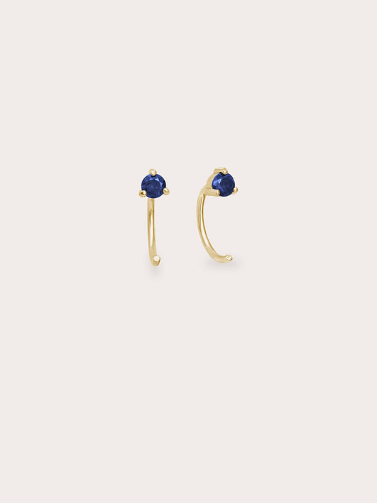 September Birthstone Hoops Blue Sapphire 18K Gold (1) – Mondays Made Flower & Birthstone Jewelry Singapore