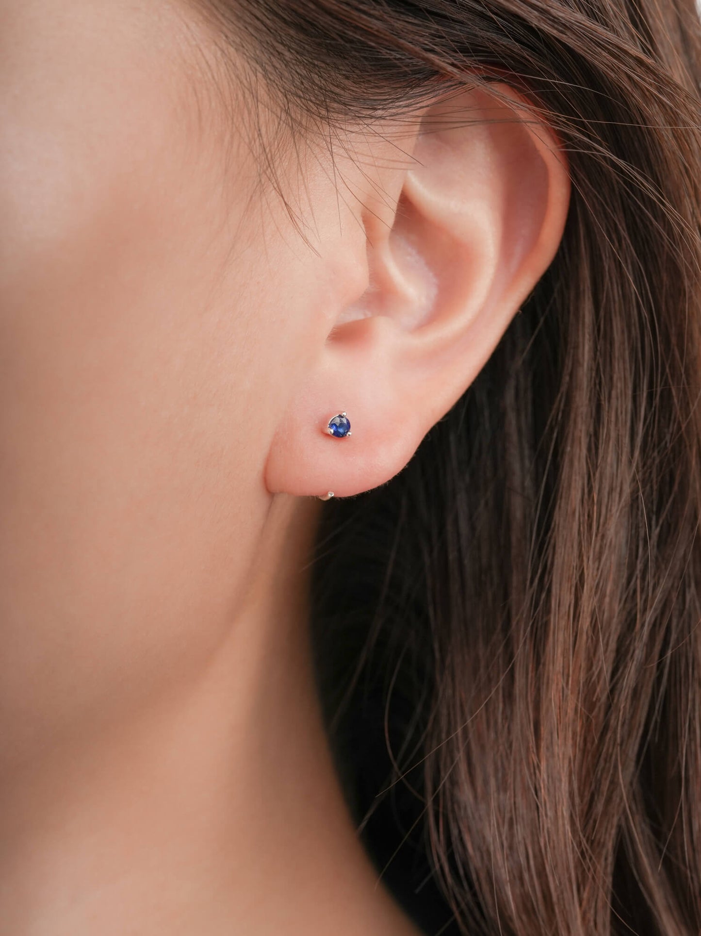 September Birthstone Mini Hoop Earrings - Blue Sapphire