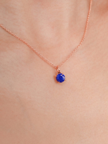 September Birthstone Necklace Lapis Lazuli 18K Rose Gold (1) – Mondays Made Flower & Birthstone Jewelry Singapore
