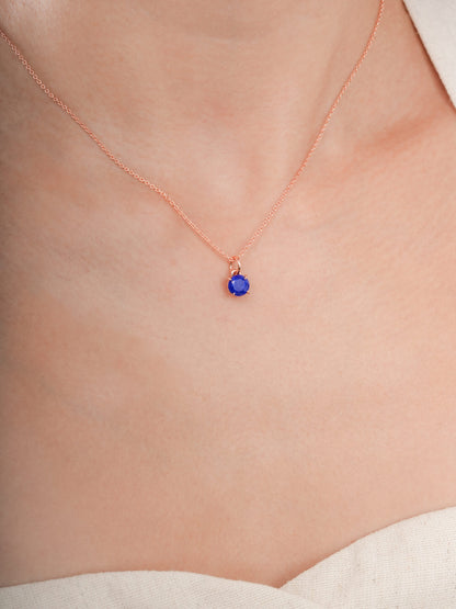 September Birthstone Necklace Lapis Lazuli 18K Rose Gold (2) – Mondays Made Flower & Birthstone Jewelry Singapore