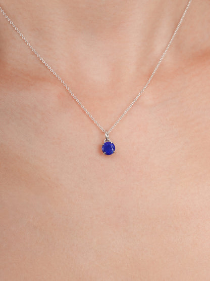 September Birthstone Necklace Lapis Lazuli S925 Silver Rhodium (2) – Mondays Made Flower & Birthstone Jewelry Singapore