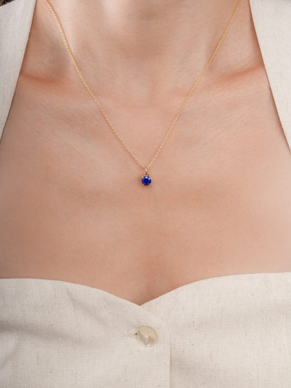 September Birthstone Necklace Lapis Lazuli 18K Gold (1) – Mondays Made Flower & Birthstone Jewelry Singapore