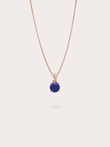 September Birthstone Necklace Lapis 18K Rose Gold (1) – Mondays Made Flower & Birthstone Jewelry Singapore