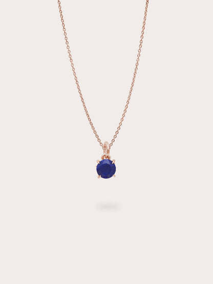 September Birthstone Necklace Lapis 18K Rose Gold (1) – Mondays Made Flower & Birthstone Jewelry Singapore