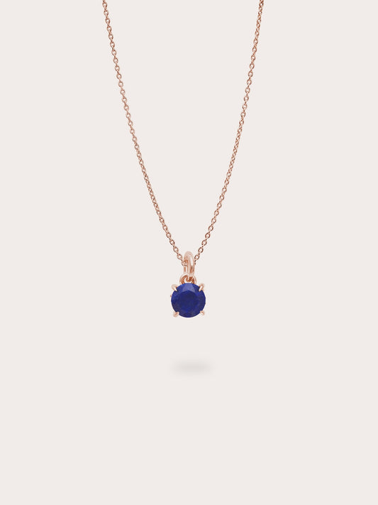 September Birthstone Necklace Lapis 18K Rose Gold (1) – Mondays Made Flower & Birthstone Jewelry Singapore