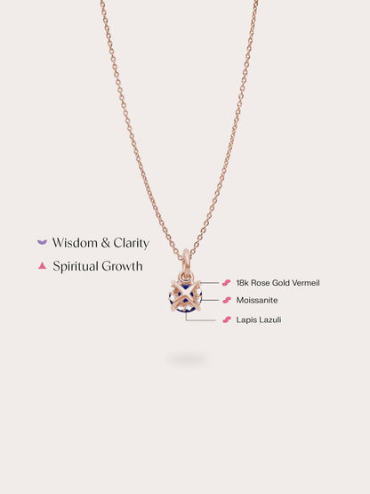 September Birthstone Necklace Lapis 18K Rose Gold (2) – Mondays Made Flower & Birthstone Jewelry Singapore