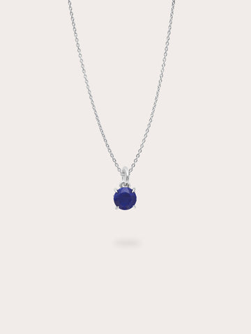 September Birthstone Necklace Lapis S925 Silver Rhodium (1) – Mondays Made Flower & Birthstone Jewelry Singapore