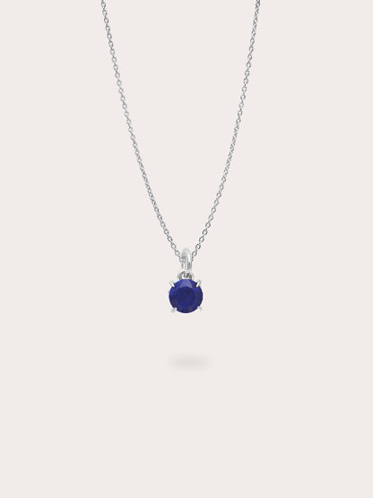 September Birthstone Necklace Lapis S925 Silver Rhodium (1) – Mondays Made Flower & Birthstone Jewelry Singapore