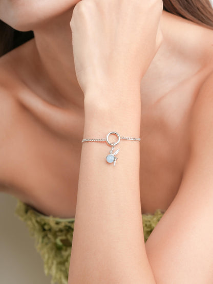 Serenity Fairy Charm Aquamarine S925 Silver Rhodium (2) – Mondays Made Flower & Birthstone Jewelry Singapore
