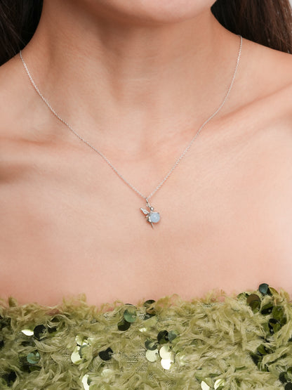 Serenity Fairy Necklace Aquamarine S925 Silver Rhodium (5) – Mondays Made Flower & Birthstone Jewelry Singapore