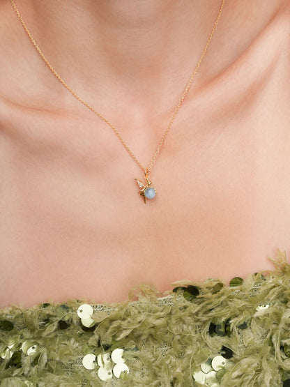 Serenity Fairy Necklace Aquamarine 18K Gold (3) – Mondays Made Flower & Birthstone Jewelry Singapore