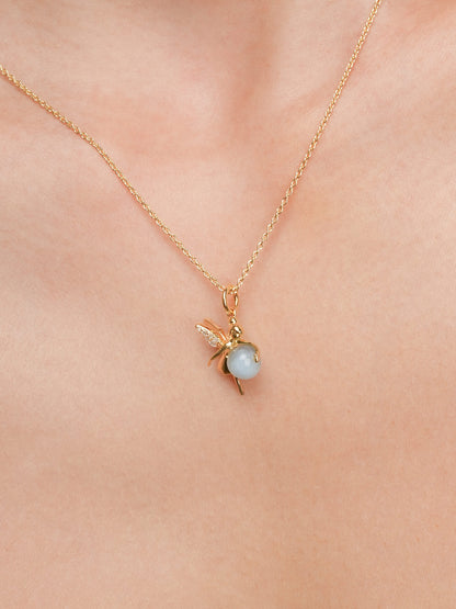 Serenity Fairy Necklace Aquamarine 18K Gold (2) – Mondays Made Flower & Birthstone Jewelry Singapore
