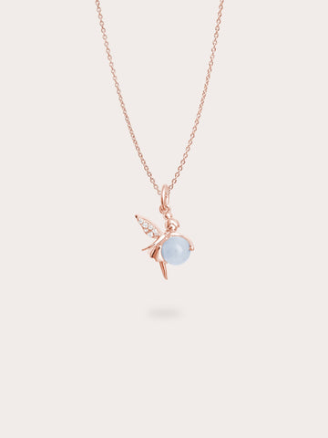 Serenity Fairy Necklace Aquamarine 18K Rose Gold (1) – Mondays Made Flower & Birthstone Jewelry Singapore