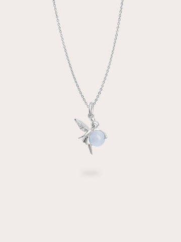 Serenity Fairy Necklace Aquamarine S925 Silver Rhodium (1) – Mondays Made Flower & Birthstone Jewelry Singapore
