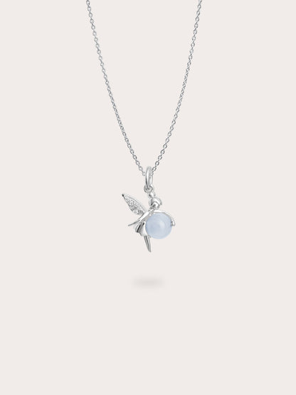 Serenity Fairy Necklace Aquamarine S925 Silver Rhodium (1) – Mondays Made Flower & Birthstone Jewelry Singapore