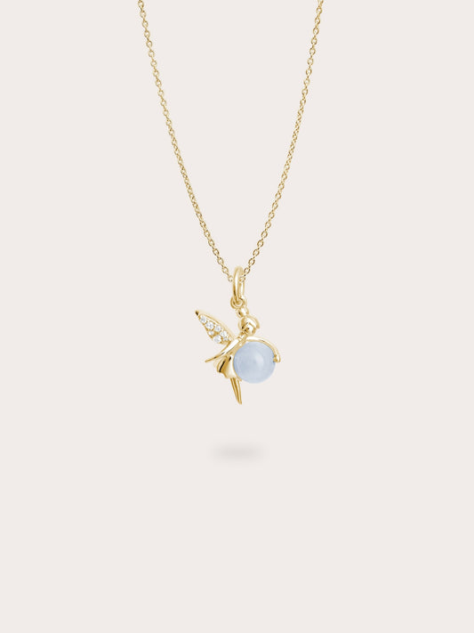 Serenity Fairy Necklace Aquamarine 18K Gold (1) – Mondays Made Flower & Birthstone Jewelry Singapore