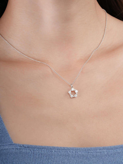 Snowfall White Moissanite Cluster Necklace S925 Silver Rhodium (3) – Mondays Made Flower & Birthstone Jewelry Singapore