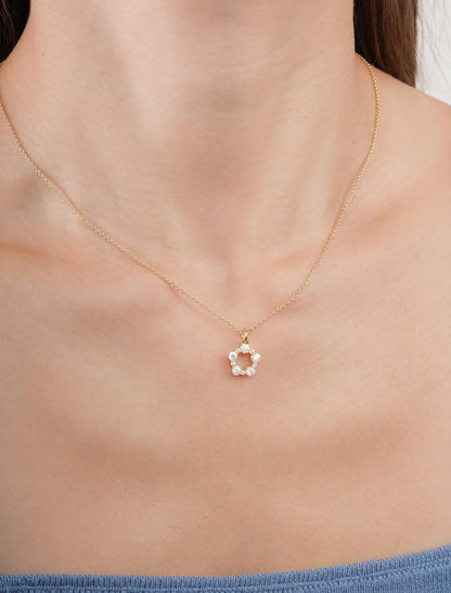 Snowfall White Moissanite Cluster Necklace 18K Gold (2) – Mondays Made Flower & Birthstone Jewelry Singapore